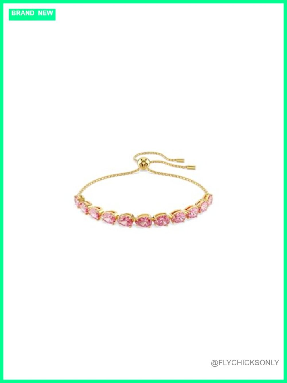 Swarovski Zirconia Pear Cut Gold-Tone Sliding Bracelet Layering Jewelry